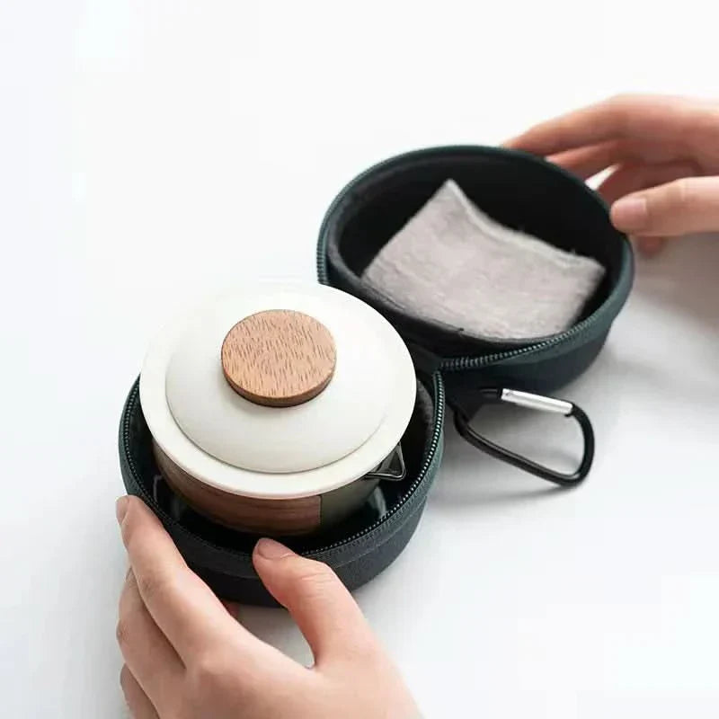 Compact Travel Tea Infuser Set with Pot and Mugs