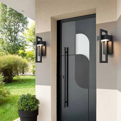 Contemporary Weatherproof Black Metal Wall Lamp