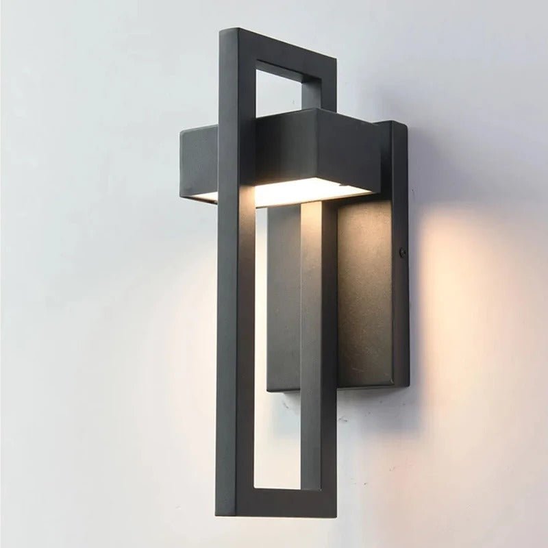 Contemporary Weatherproof Black Metal Wall Lamp