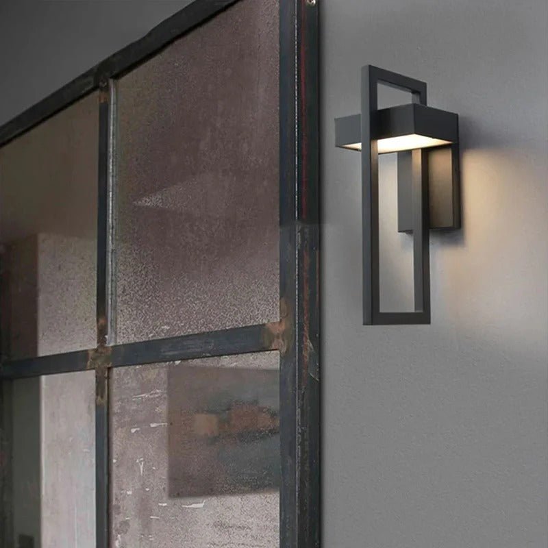 Contemporary Weatherproof Black Metal Wall Lamp