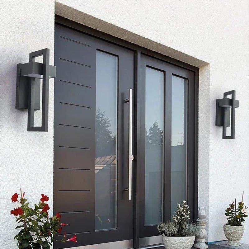 Contemporary Weatherproof Black Metal Wall Lamp