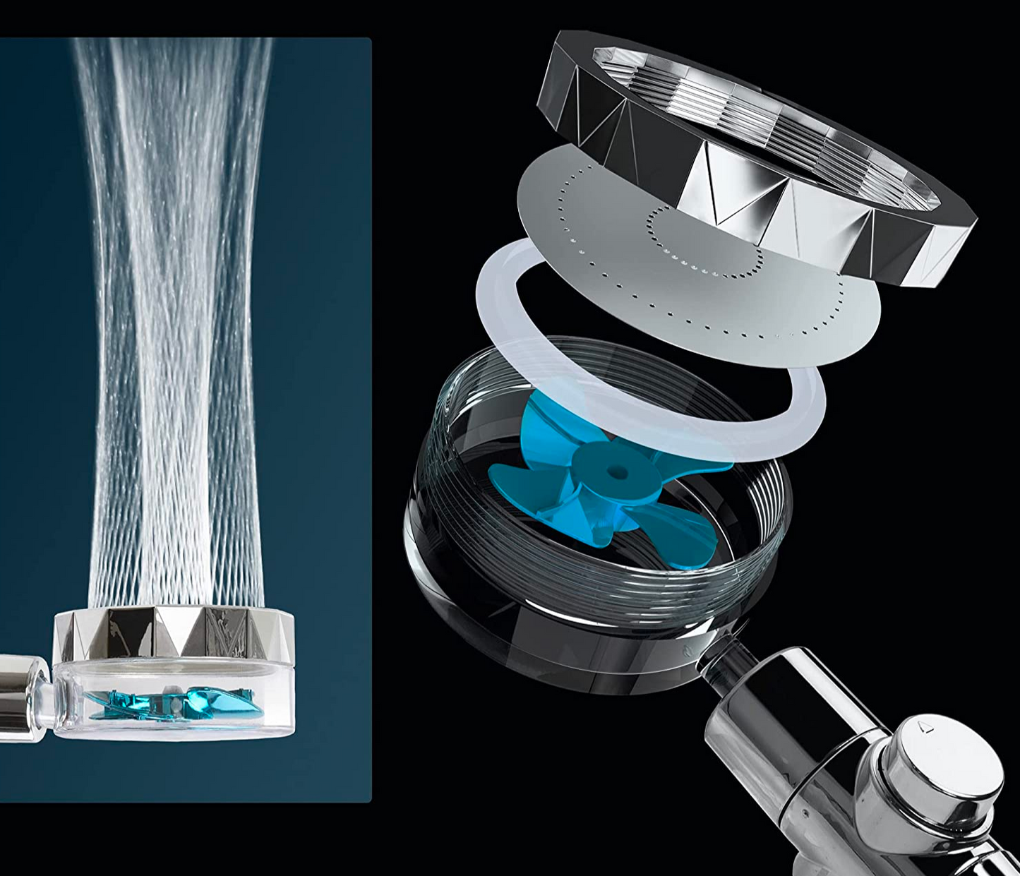 Advanced Shower Head with Purifying Filter and Massaging Jets