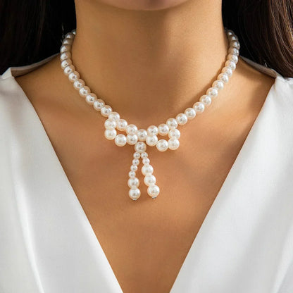Dainty White Pearl Drop Necklace - Luxicro