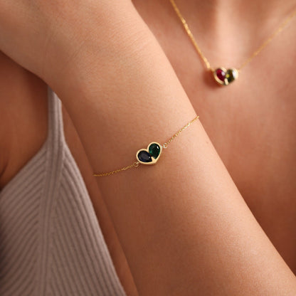 Elegant Gemstone Heart Necklace Set