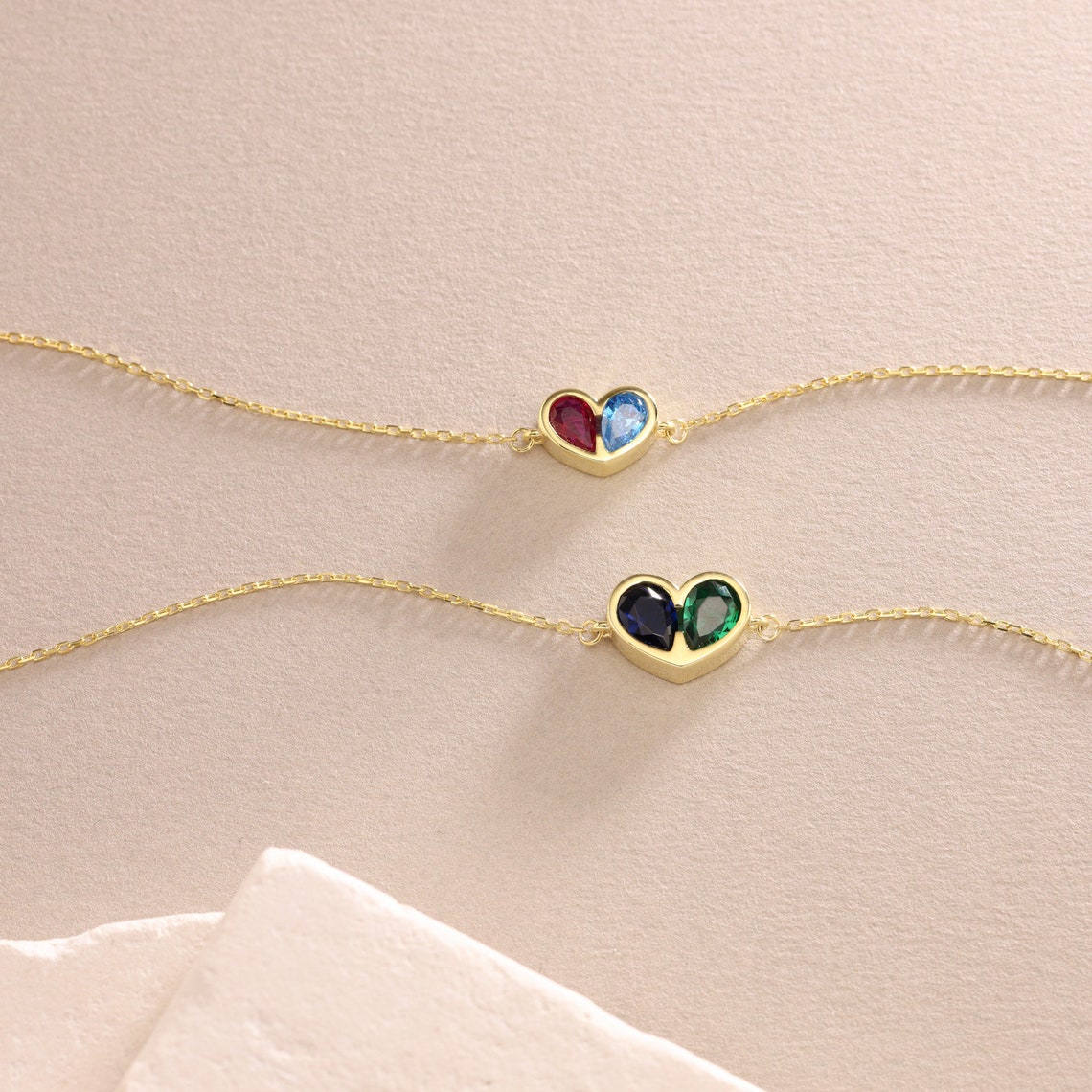 Elegant Gemstone Heart Necklace Set