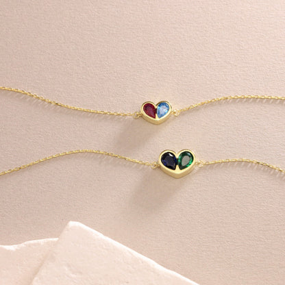 Elegant Gemstone Heart Necklace Set