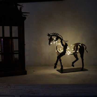 Exquisite Wooden Horse Statue Figurine