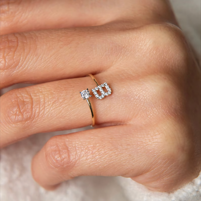 Custom Engraved Diamond Monogram Ring