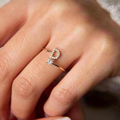 Custom Engraved Diamond Monogram Ring
