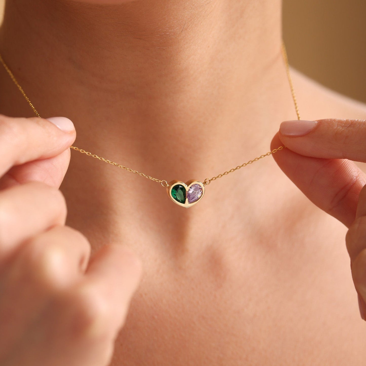 Elegant Gemstone Heart Necklace Set - Luxicro