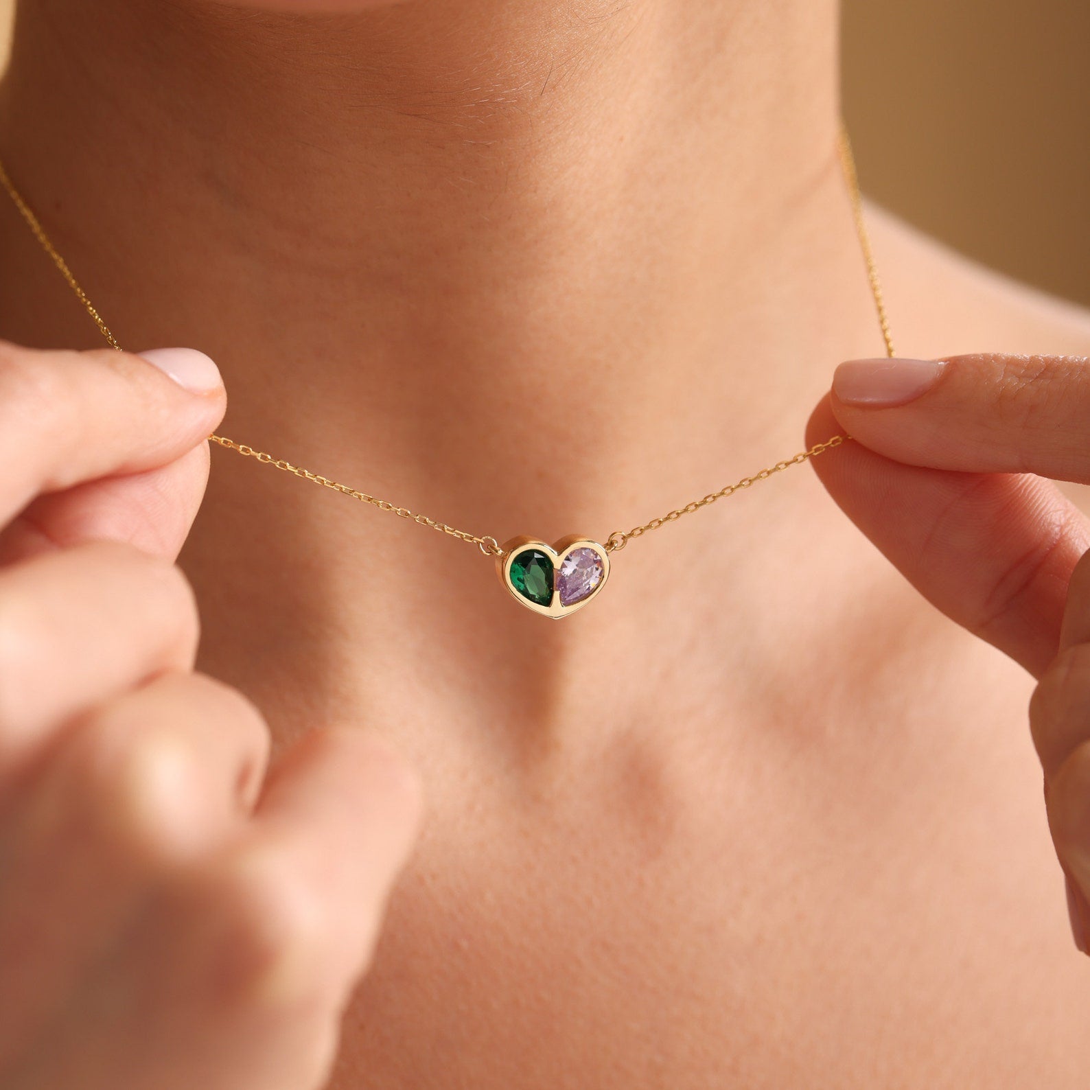 Classic Gemstone Heart Pendant Set - Luxicro