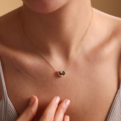 Elegant Gemstone Heart Necklace Set