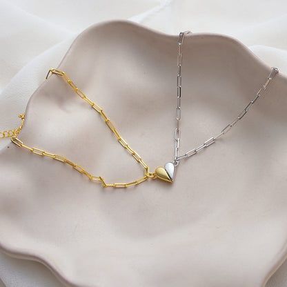 Pretty Silver Link Heart Charm Bracelet Set
