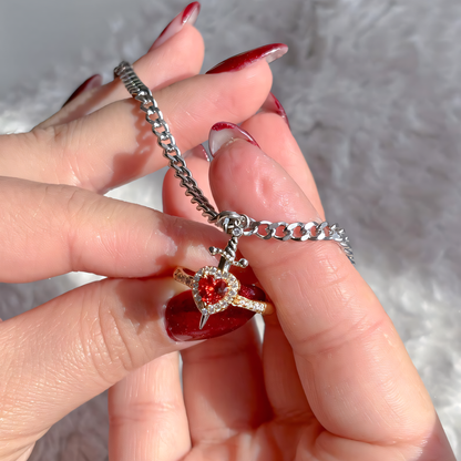 Couple's Silver Matching Ring and Bangle Set