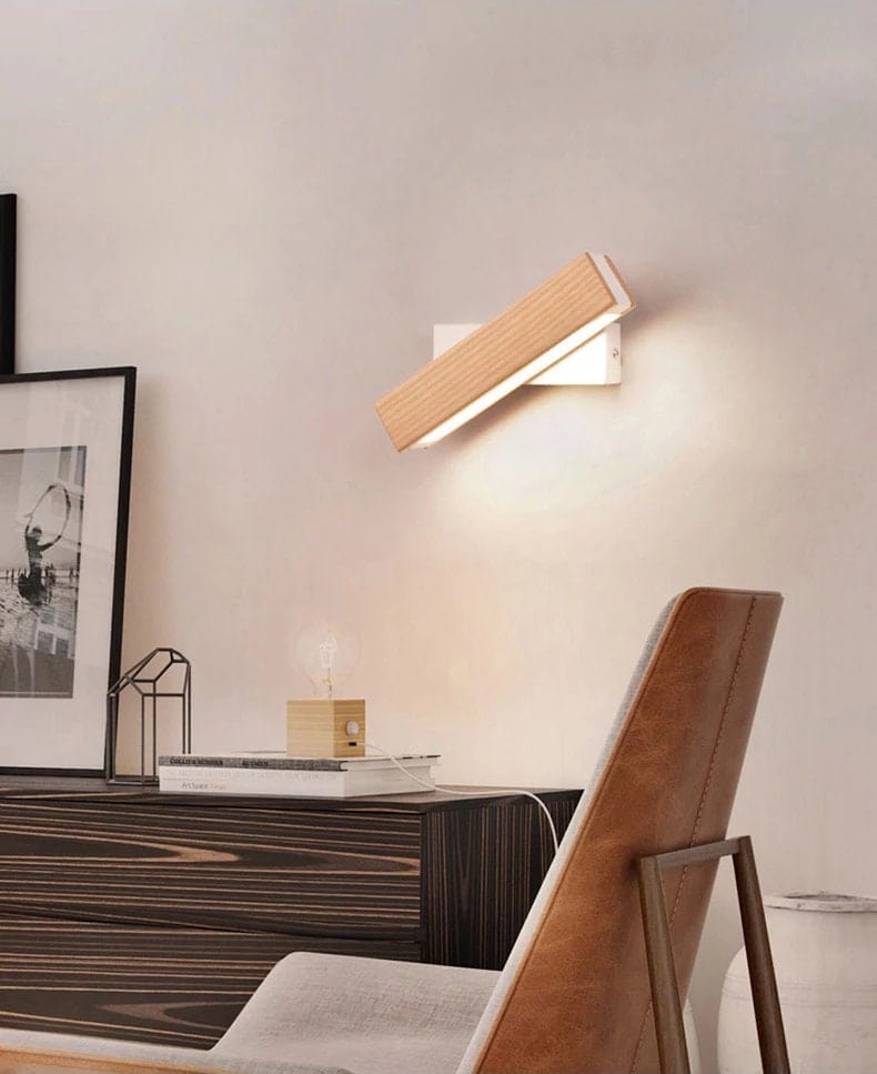 Contemporary Wooden Adjustable LED Bedroom Wall Light