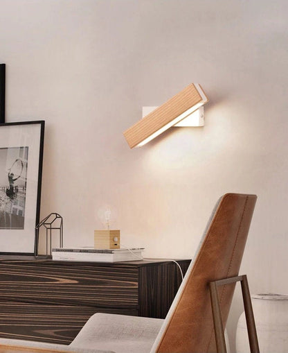 Contemporary Wooden Adjustable LED Bedroom Wall Light