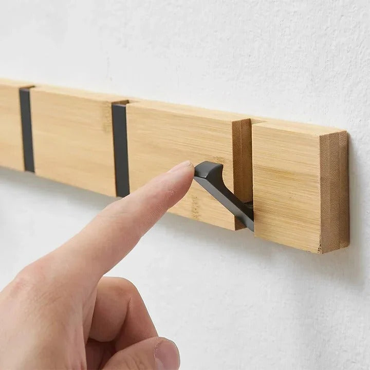 Space-Saving Wooden Coat Hook with Foldable Design - Luxicro