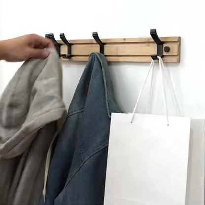 Space-Saving Wooden Entryway Coat Hook Rack - Luxicro