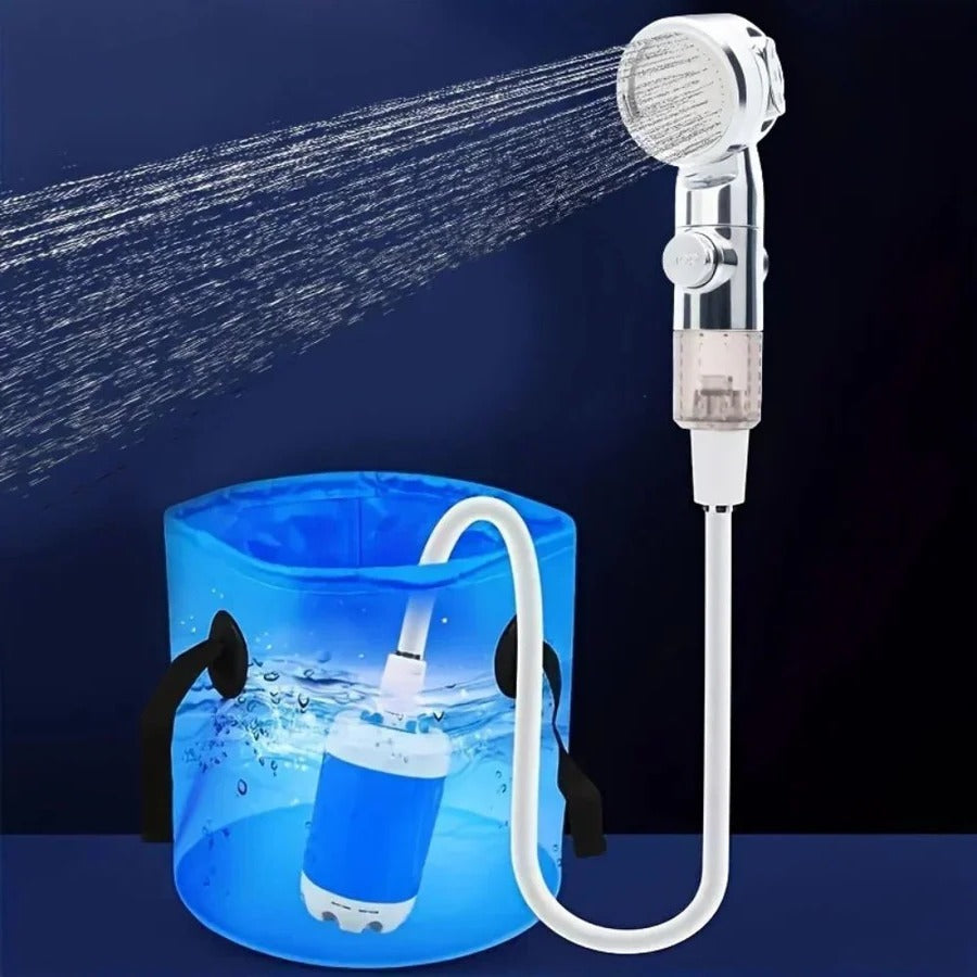 Compact Shower Head with Rechargeable Water Pump - Luxicro