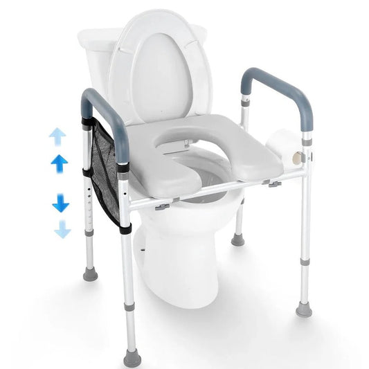 Comfortable Elevated Toilet Seat with Support Handles - Luxicro