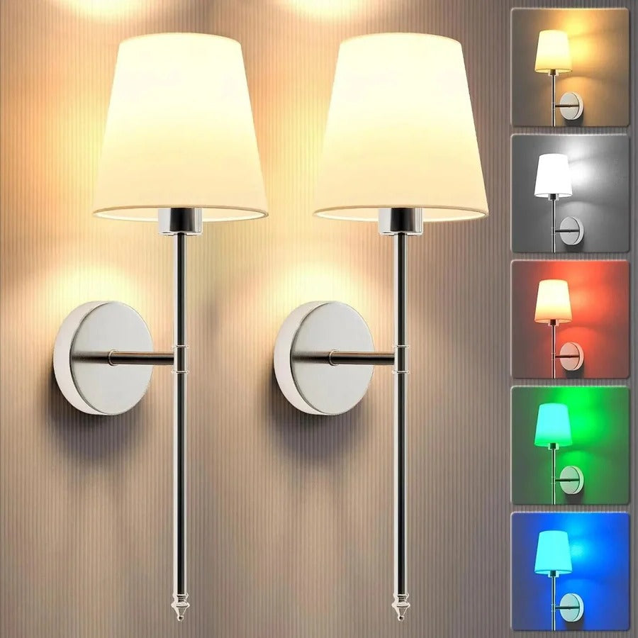 Battery Powered LED Wall Lamps, 2 Pack