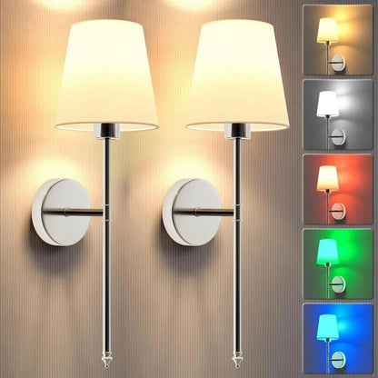 Battery Powered LED Wall Lamps, 2 Pack
