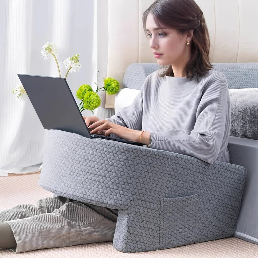 Plush Bed Rest Pillow with Memory Foam and Removable Cover - Luxicro