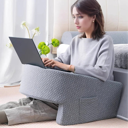 Plush Bed Rest Pillow with Memory Foam and Removable Cover - Luxicro