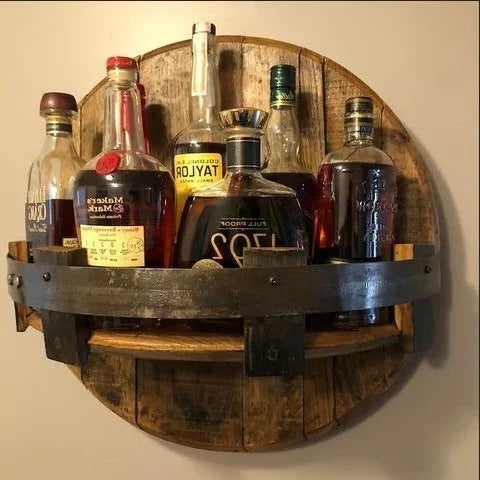 Reclaimed Wood Liquor Shelf | Wine Bottle Storage Rack - Luxicro