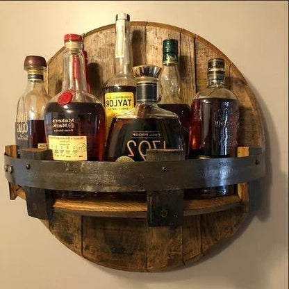 Reclaimed Wood Whiskey Barrel Shelf - Luxicro