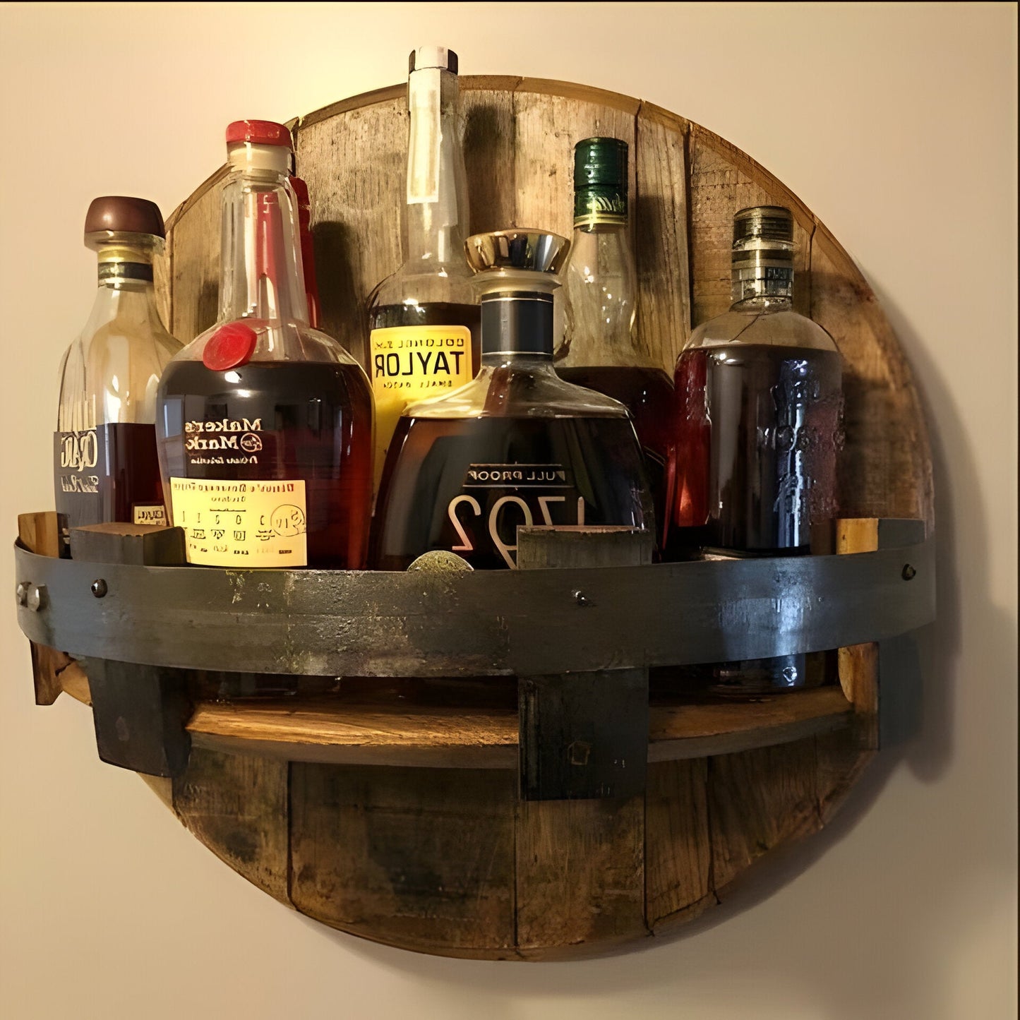 Reclaimed Wood Wine Bottle Shelf – Wooden Wall Mounted Rack - Luxicro