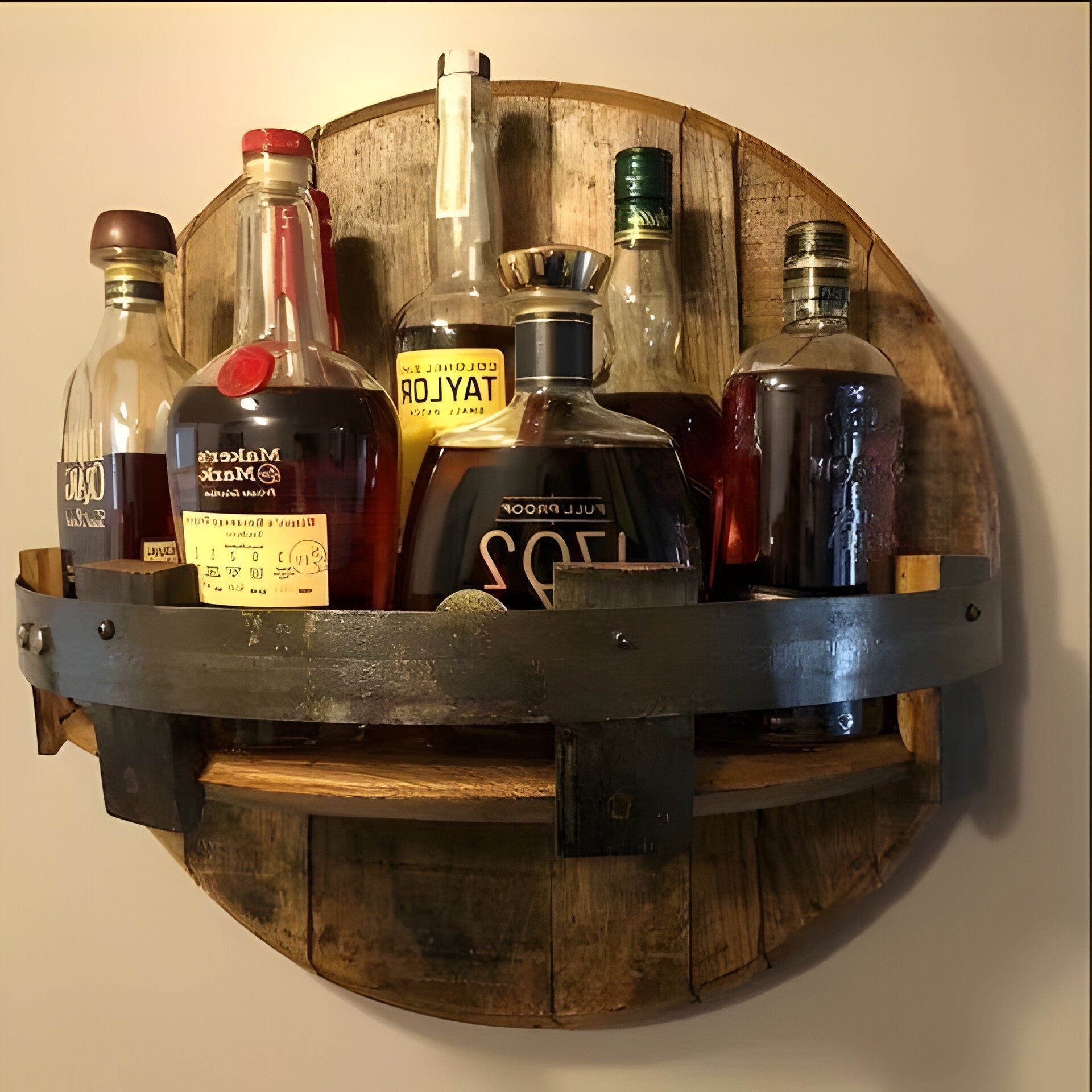 Reclaimed Wood Wine Bottle Shelf – Wooden Wall Mounted Rack - Luxicro