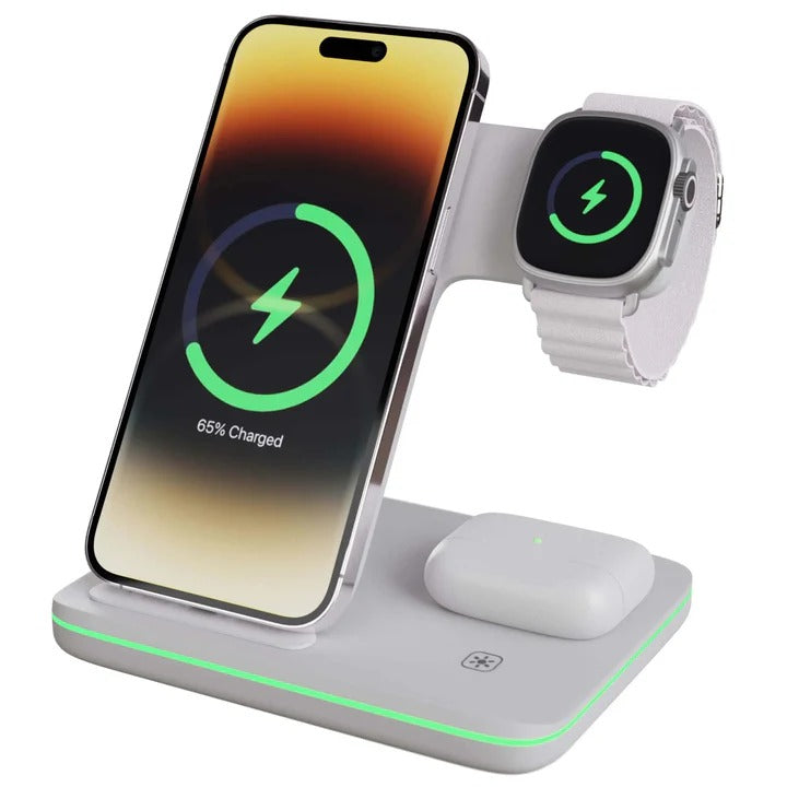 Compact 3-in-1 iPhone Charging Station Dock