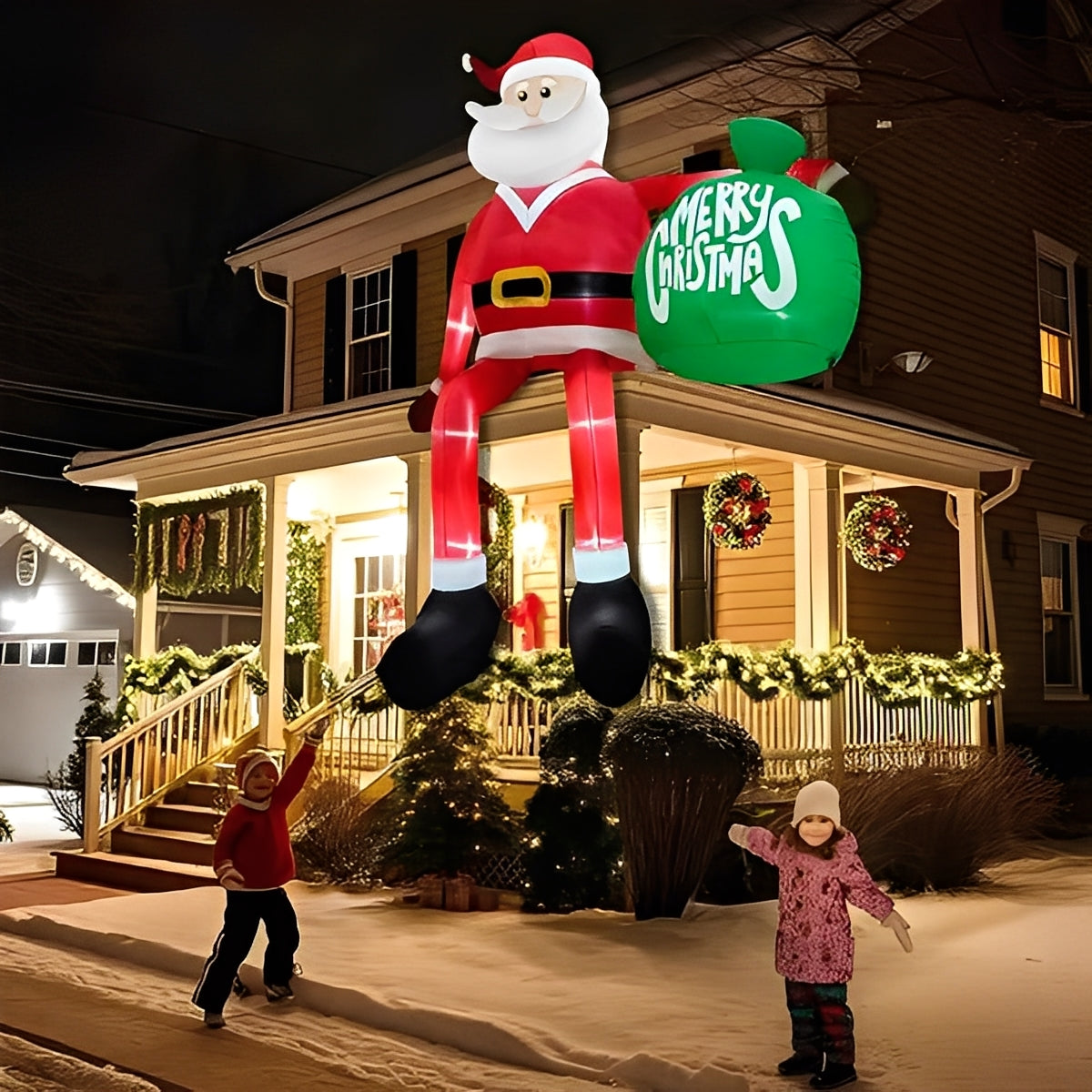 Large Blow Up 8FT Christmas Santa Outdoor Yard Decor - Luxicro