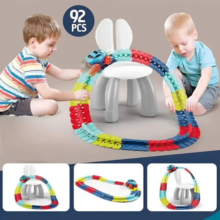 Fun Wall Car Track Playset for Kids Stunt Racing - Luxicro