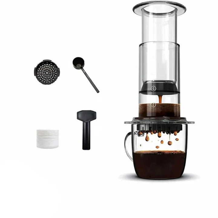 Classic Coffee Brewer with Filter and Plunger - Luxicro