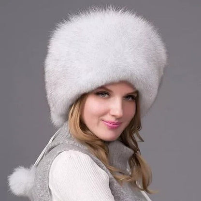 Warm Faux Fur Beanie with Earmuffs Winter Hat