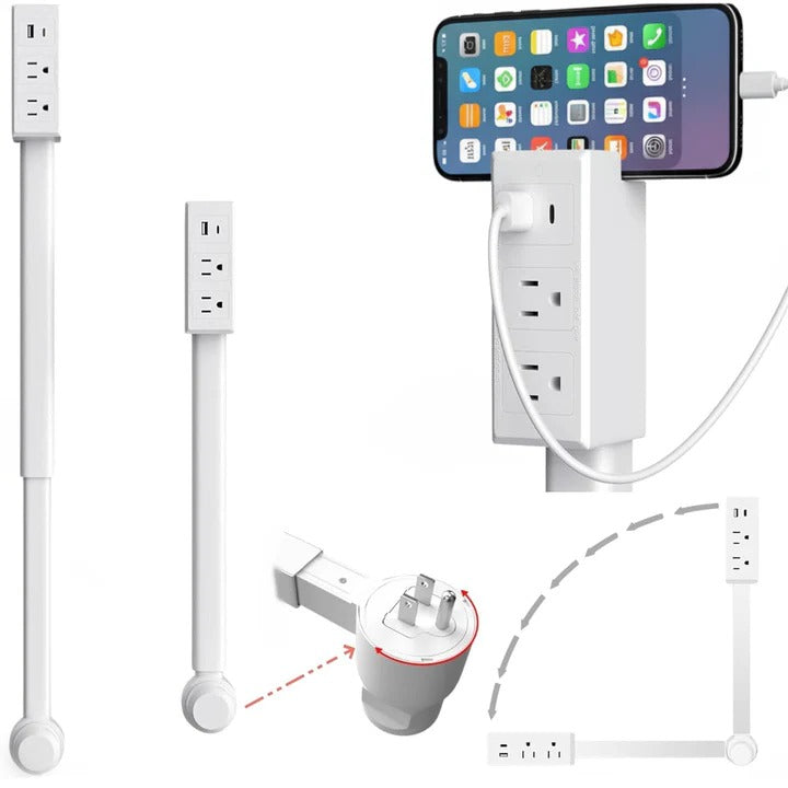 Flexible Wall Charger with Pivot Arm - 2 AC, USB - Luxicro