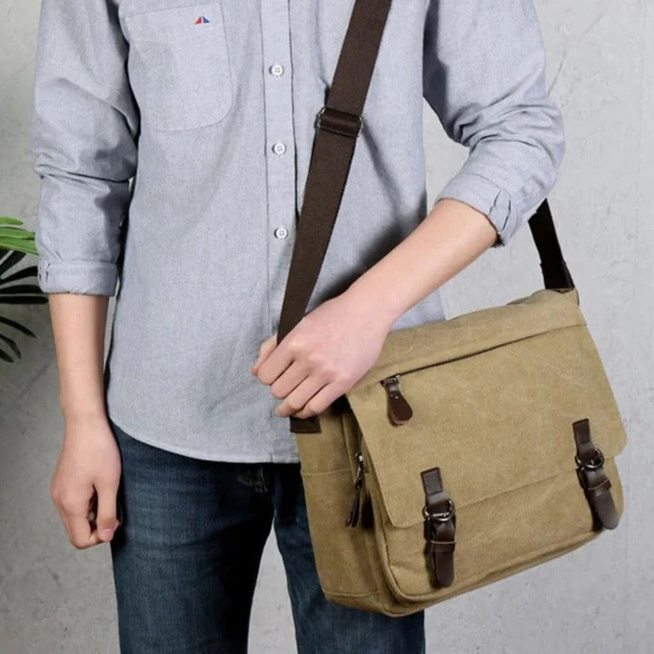 Men's Crossbody Bag with Classic Canvas Design - Luxicro