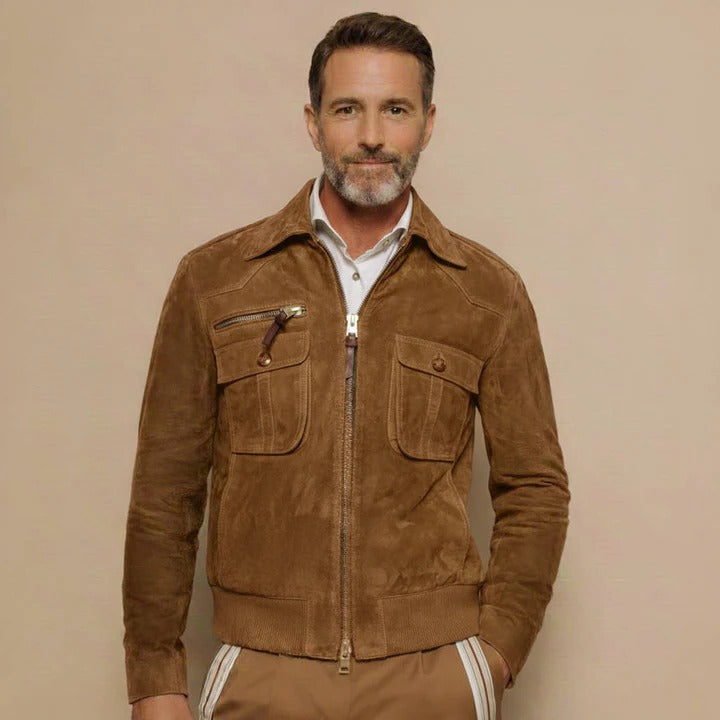 Classic Zip Up Suede Jacket