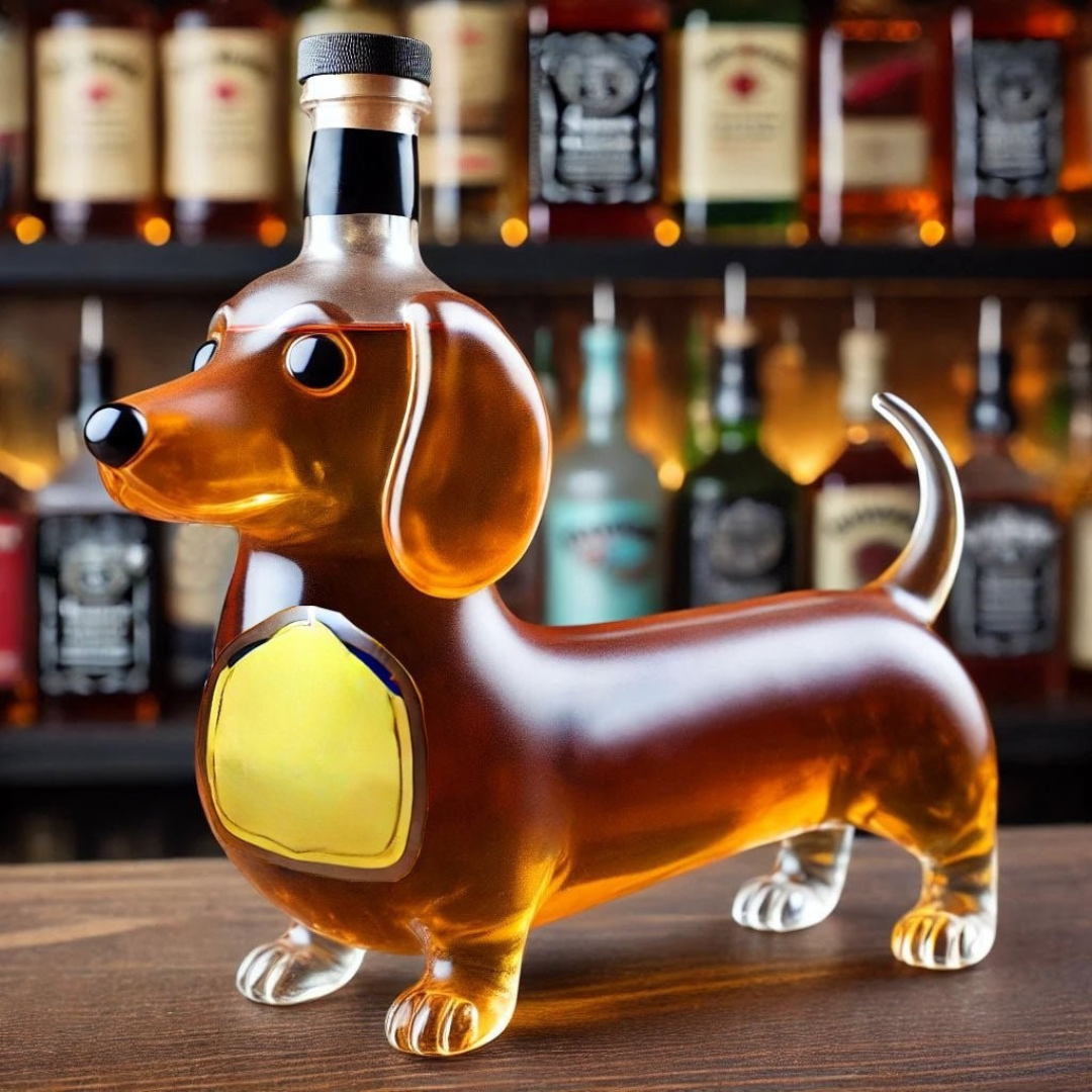 Fun Dog Glass Whiskey Bottle