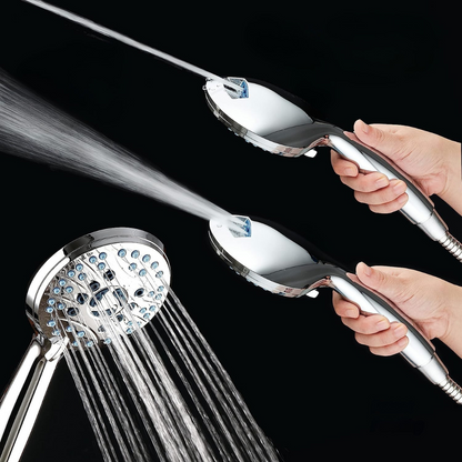 Powerful Chrome Shower Head Set High Pressure Adjustable