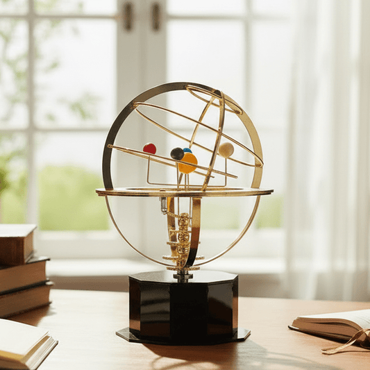 Brass Solar System Globe with 8 Handcrafted Planets - Luxicro