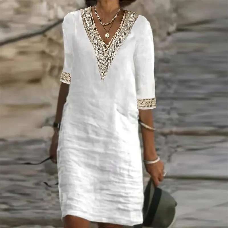 Lightweight Cotton Casual Women's Dress - Luxicro