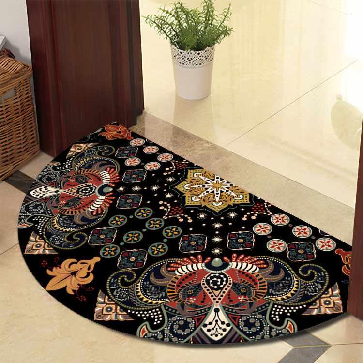 Plush Area Rug with Dark Stripes – Durable Anti-Slip Floor Mat