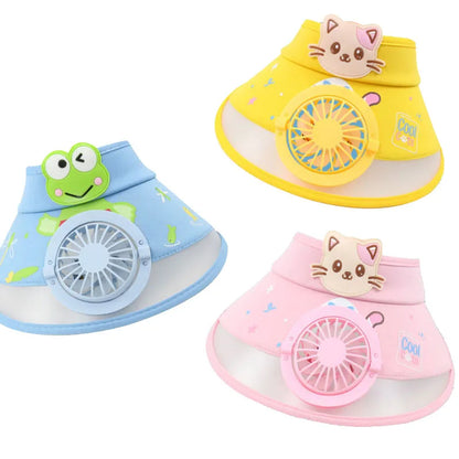 Cooling Kids Sun Hat with Fan - Cute Frog Style