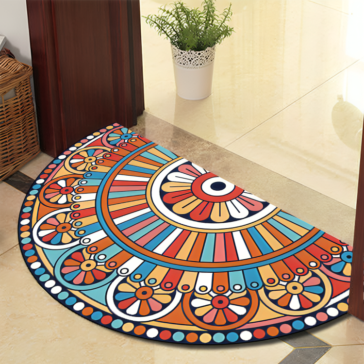 Plush Area Rug with Dark Stripes – Durable Anti-Slip Floor Mat