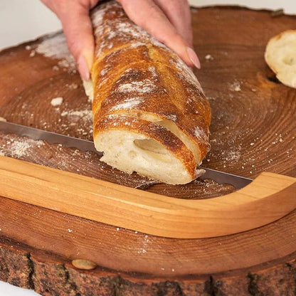 Ergonomic Wooden Bread Knife with Grip Handle