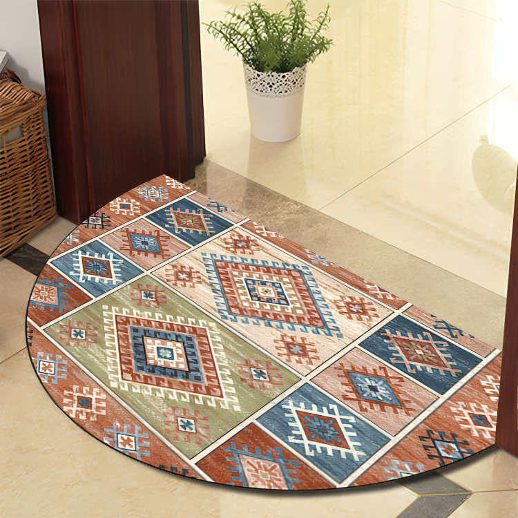 Plush Area Rug with Dark Stripes – Durable Anti-Slip Floor Mat