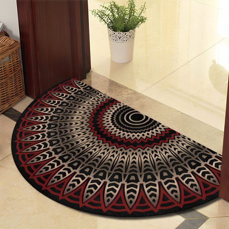 Plush Area Rug with Dark Stripes – Durable Anti-Slip Floor Mat